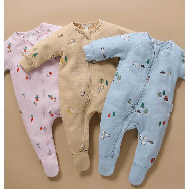 Embroidered Fleece Footie Herding Sheep Broderie - Rompers - 6
