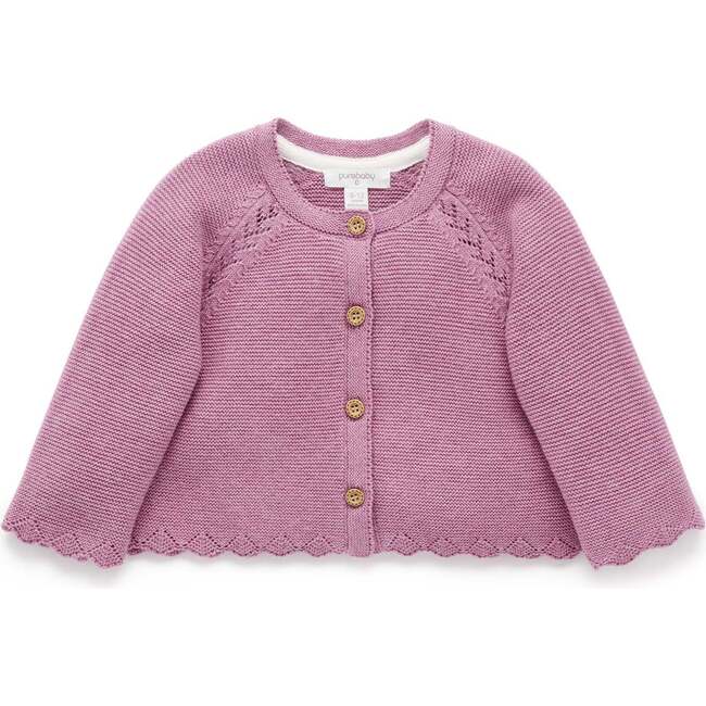 Scalloped Cardigan Lavender Melange
