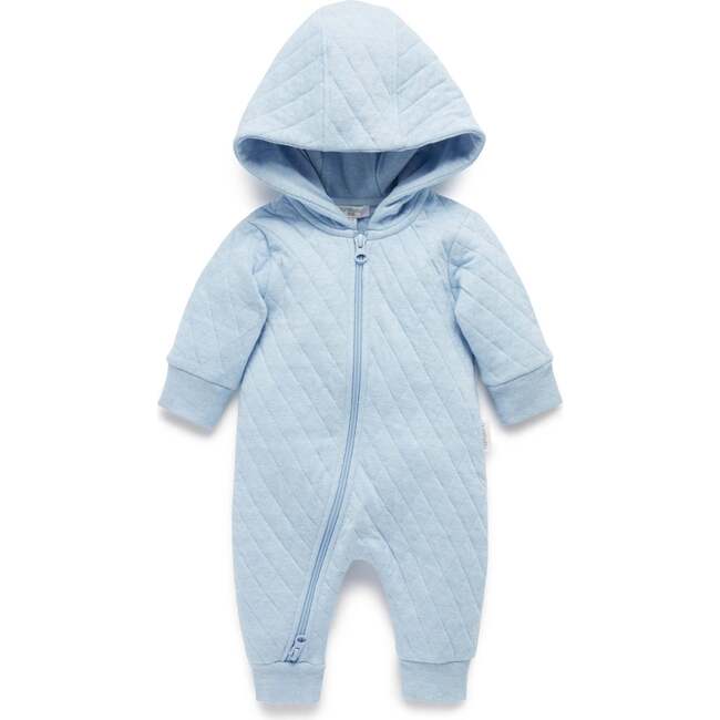 Quilted Hooded Coverall Soft Blue Melange