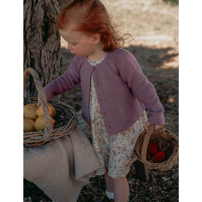Scalloped Cardigan Lavender Melange