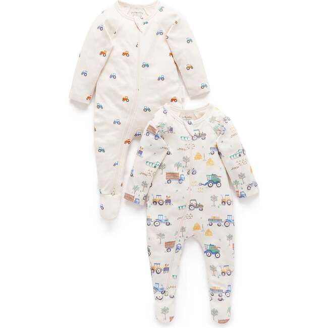 Printed Zip Footie 2 Pack Farm Vehicles Print