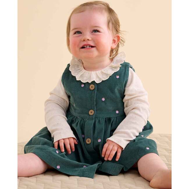 Corduroy Pinnie & Headband Set Apple Broderie