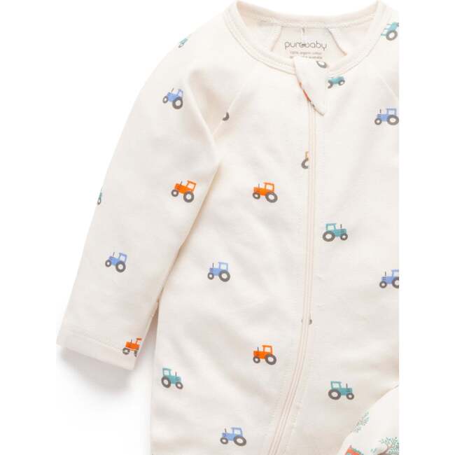 Printed Zip Footie 2 Pack Farm Vehicles Print - Rompers - 3