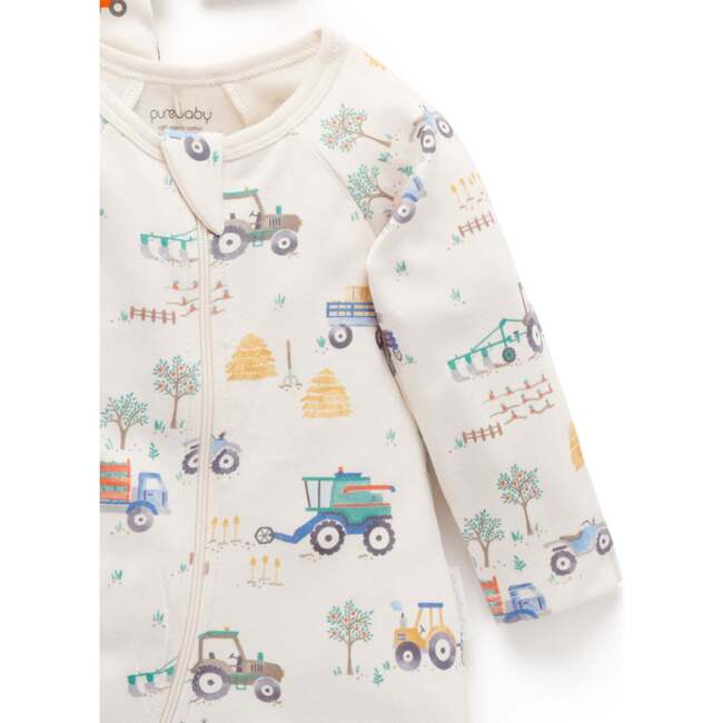 Printed Zip Footie 2 Pack Farm Vehicles Print - Rompers - 4