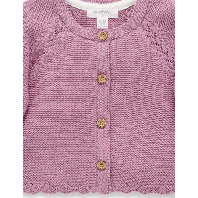 Scalloped Cardigan Lavender Melange - Cardigans - 5