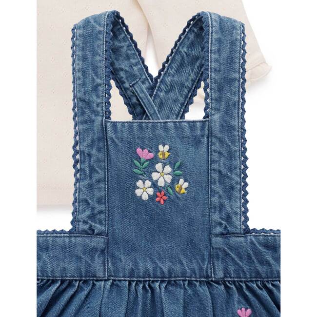 Embroidered Pinnie Set Mid Denim - Dresses - 3