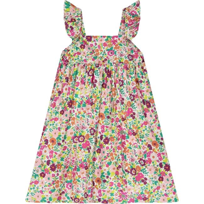 Sawyer Flutter Sleeve Dress, Fuschia Floral - Dresses - 1