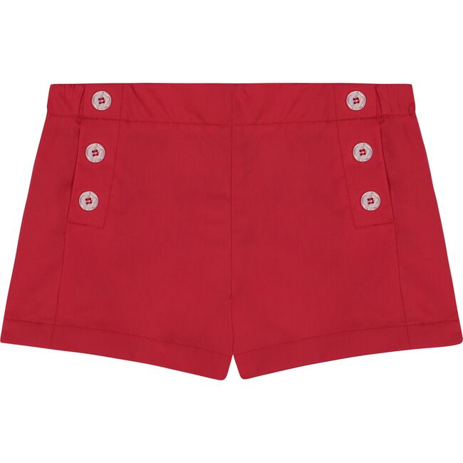Sailor Button Shorts Poplin, Red - Shorts - 1