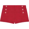 Sailor Button Shorts Poplin, Red - Shorts - 1 - thumbnail