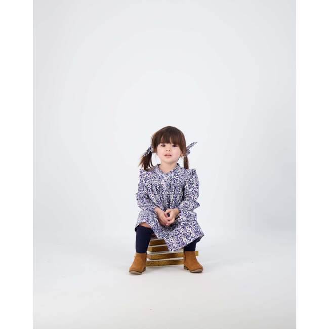 Quinn Ruffle Dress, Magenta Navy Floral - Dresses - 2