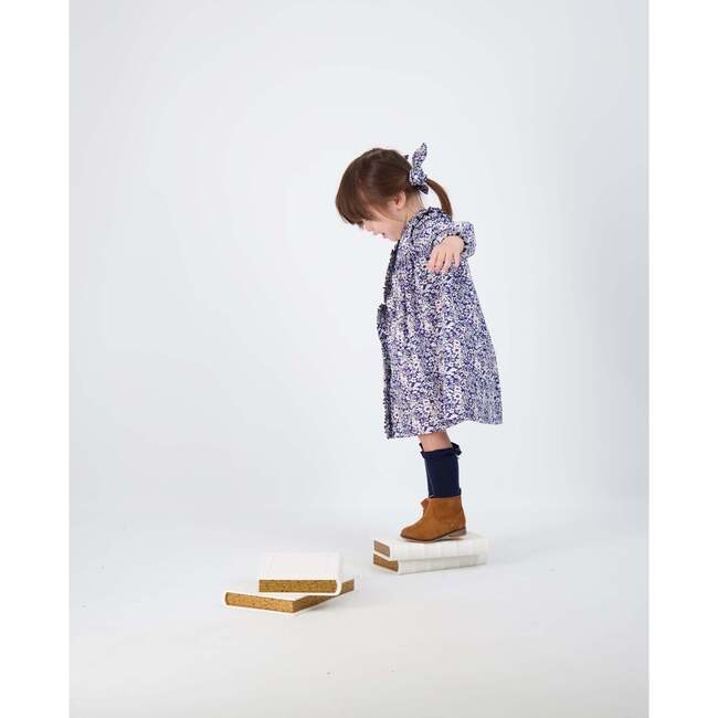 Quinn Ruffle Dress, Magenta Navy Floral - Dresses - 3