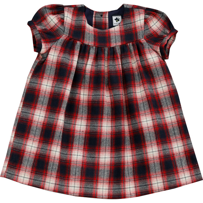 Matilda Puff Sleeve Dress, Red Plaid