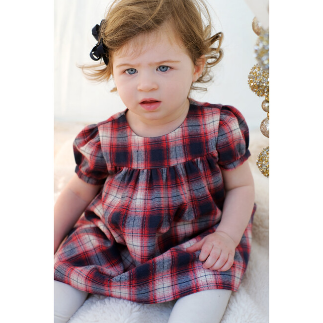 Matilda Puff Sleeve Dress, Red Plaid