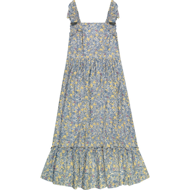 Queen B Jacqueline Women's Flutter Sleeve Maxi Dress, Blue Spring Floral - Dresses - 1