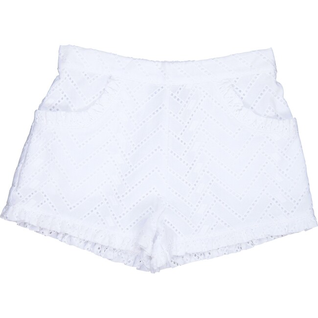 Phoebe Pocket Shorts, White Eyelet