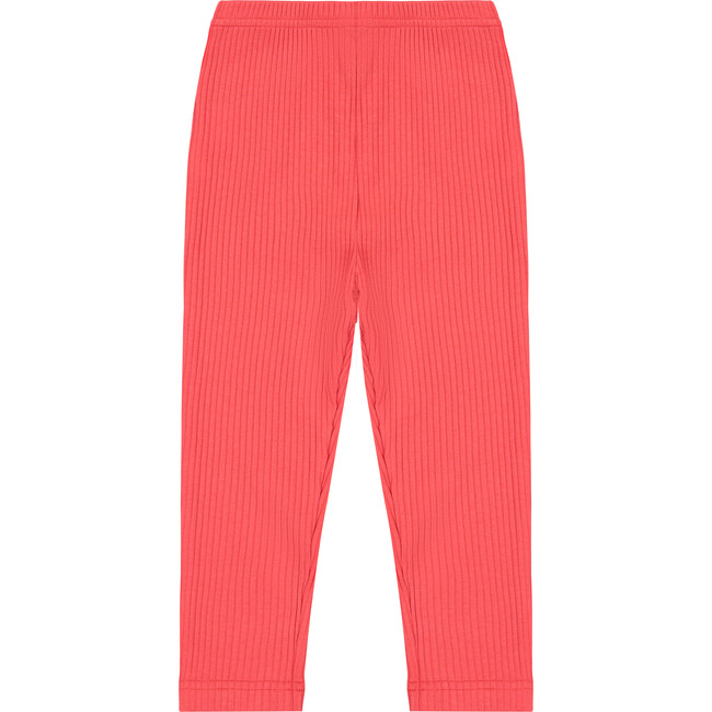 Ribbed Leggings, Red - Leggings - 1