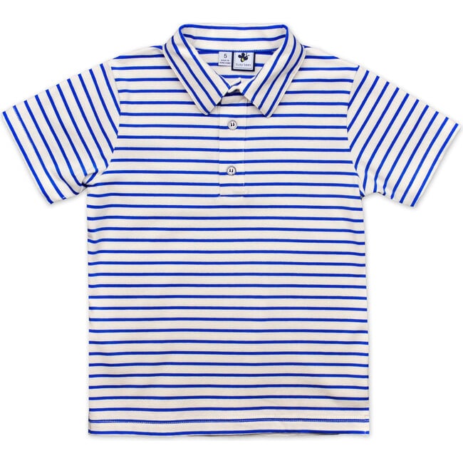 Busy Bees Short Sleeve Polo, Royal Blue Stripe - Polo Shirts - 1