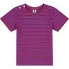 Henry Button Tee, Red Blue Stripe - T-Shirts - 1 - thumbnail