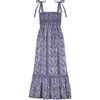 Queen B....India WOMEN'S Smocked Shoulder Tie Maxi Dress, Navy Floral - Dresses - 1 - thumbnail