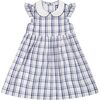 Riley Girls Flutter Sleeve Dress, Navy Plaid - Dresses - 1 - thumbnail