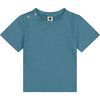 Henry Button Tee, Blue Green Mini Stripe - T-Shirts - 1 - thumbnail