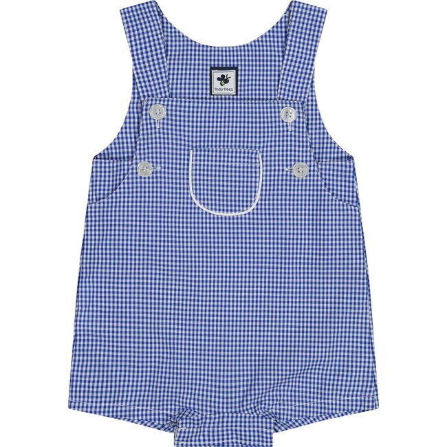 George Classic Romper, Blue Mini Check