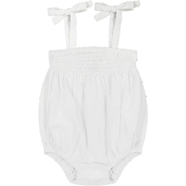 Ella Ruched Bubble, White Swiss Dot