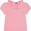Eliza Ruffle Polo, Pink Mini Stripe - Blouses - 1 - thumbnail