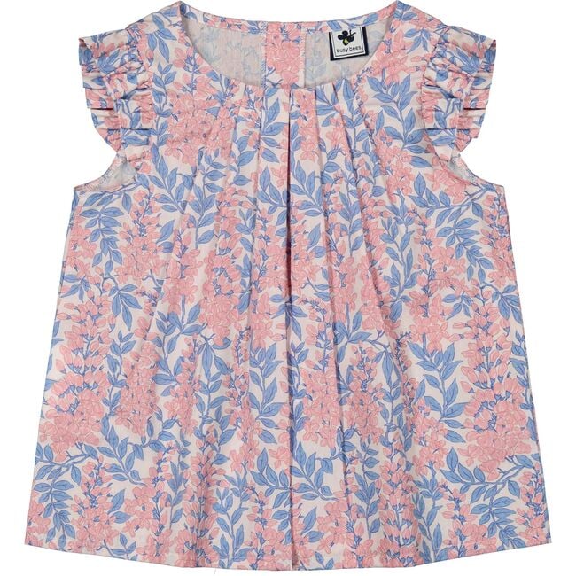 Dede Flutter Sleeve Top Pink Azalea, Red Floral