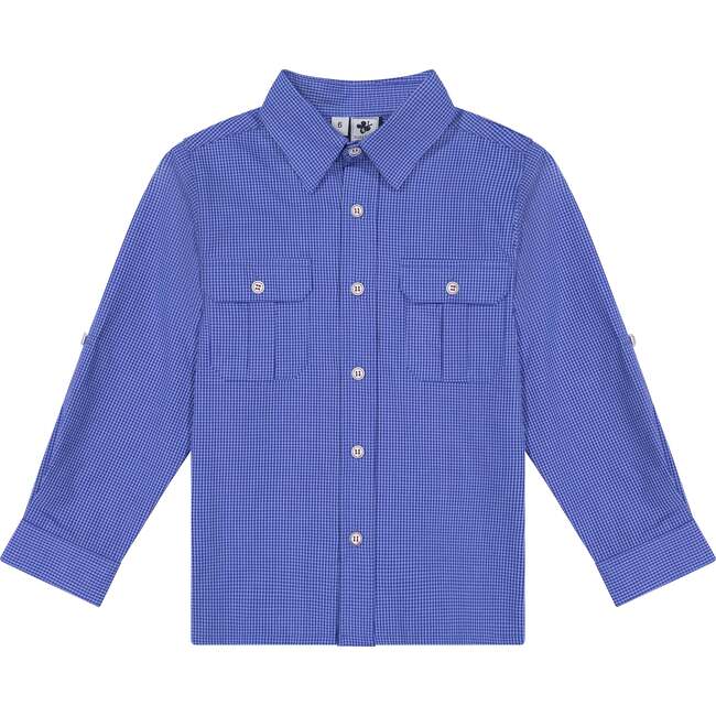 Reece Campshirt, Navy Blue Mini Check - Shirts - 1