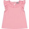 Colette Flutter Sleeve Top, Pink Mini Stripe - T-Shirts - 1 - thumbnail
