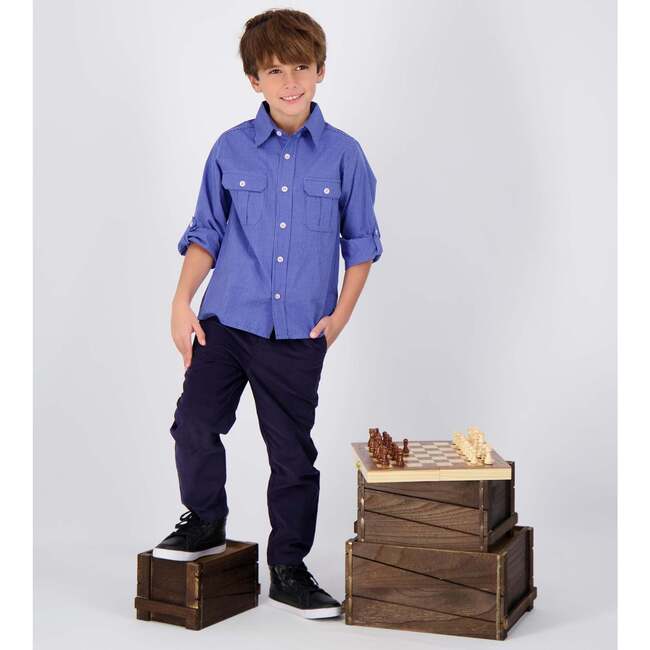 Reece Campshirt, Navy Blue Mini Check - Shirts - 2