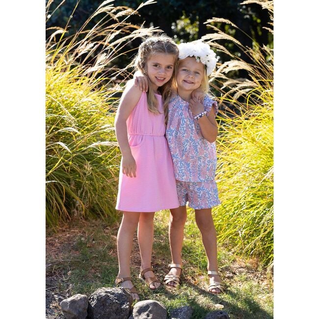 Dede Flutter Sleeve Top Pink Azalea, Red Floral