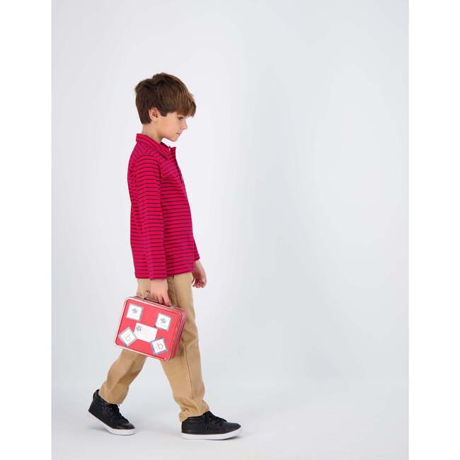 Busy Bees Polo, Red Stripe Navy