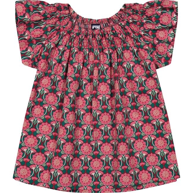 Molly Smocked Flutter Sleeve Top, Pink Lotus - Shirts - 1