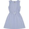 Lindsey Drawstring Dress, Cornflower Blue Mini Stripe - Dresses - 1 - thumbnail