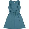 Lindsey Drawstring Dress, Blue Green Stripe - Dresses - 1 - thumbnail