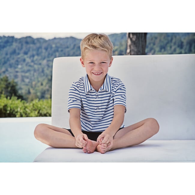 Busy Bees Short Sleeve Polo, Royal Blue Stripe - Polo Shirts - 4