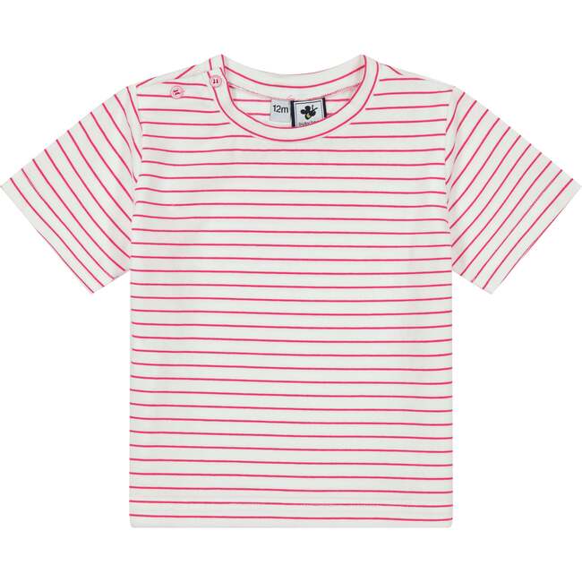Henry Boys Button Shoulder Tee, Stripes - T-Shirts - 1