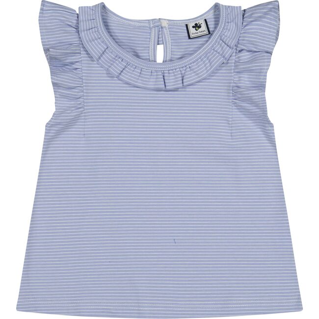 Colette Flutter Sleeve Top, Cornflower Blue Mini Stripe