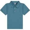 Boys Short Sleeve Polo, Blue Green Mini Stripe - Polo Shirts - 1 - thumbnail