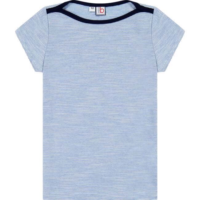 Nina Cap Sleeve Bateau Tee, Blue Chambray