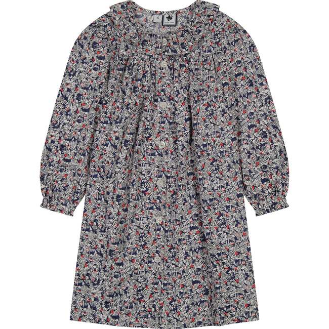 Lulu Ruffle Gown, Mini Navy Red Floral