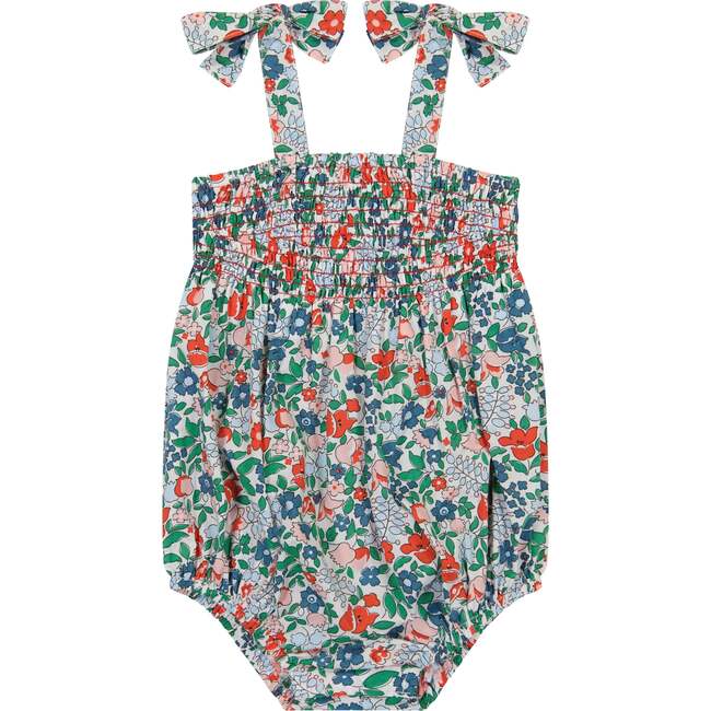 Ella Ruched Bubble, Green Floral - Shirts - 1