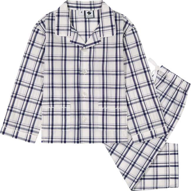 Tucker 2-Piece Long Sleeve Loungewear Set, Navy Plaid - Mixed Apparel Set - 1