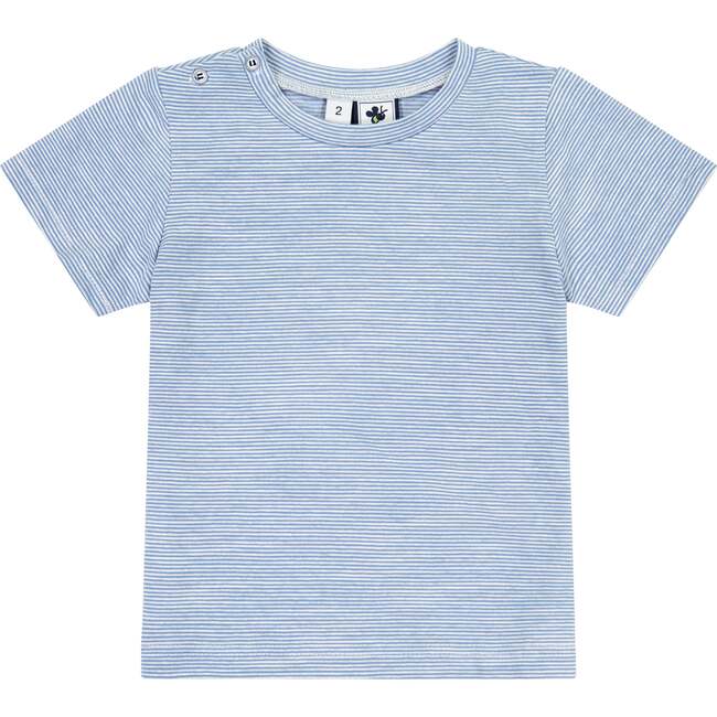 Henry Button Tee With Shoulder Buttons, Blue Chambray