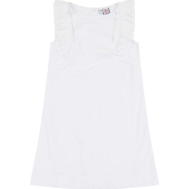 Grace Ruffle Sleeve Shift Dress, White Eyelet