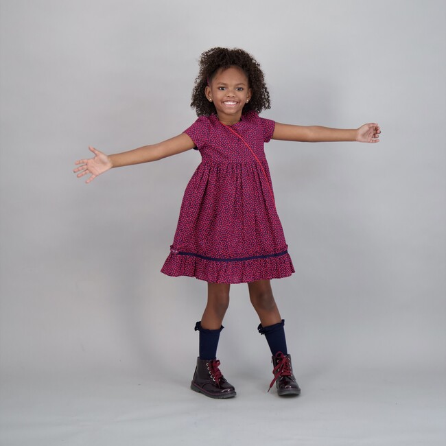 Iris Cap Sleeve Party Dress, Red Hearts - Dresses - 2