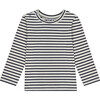 Henry Button Shoulder Long Sleeve Tee, Breton Navy Stripe - T-Shirts - 1 - thumbnail