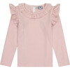Luna Ruffle Top, Rose Pink Stripe - Shirts - 1 - thumbnail